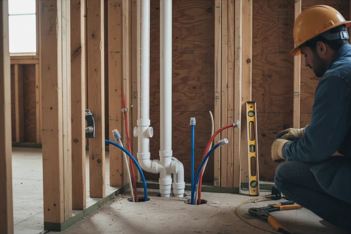 Drain and supply rough-in during Sump Pump Repair in Bancroft